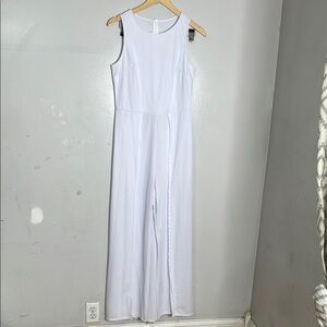 Elegant White‎ Sleeveless Skirted Jumpsuit